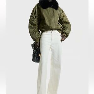 H&M Wide High Jeans in White with Distressed Hem